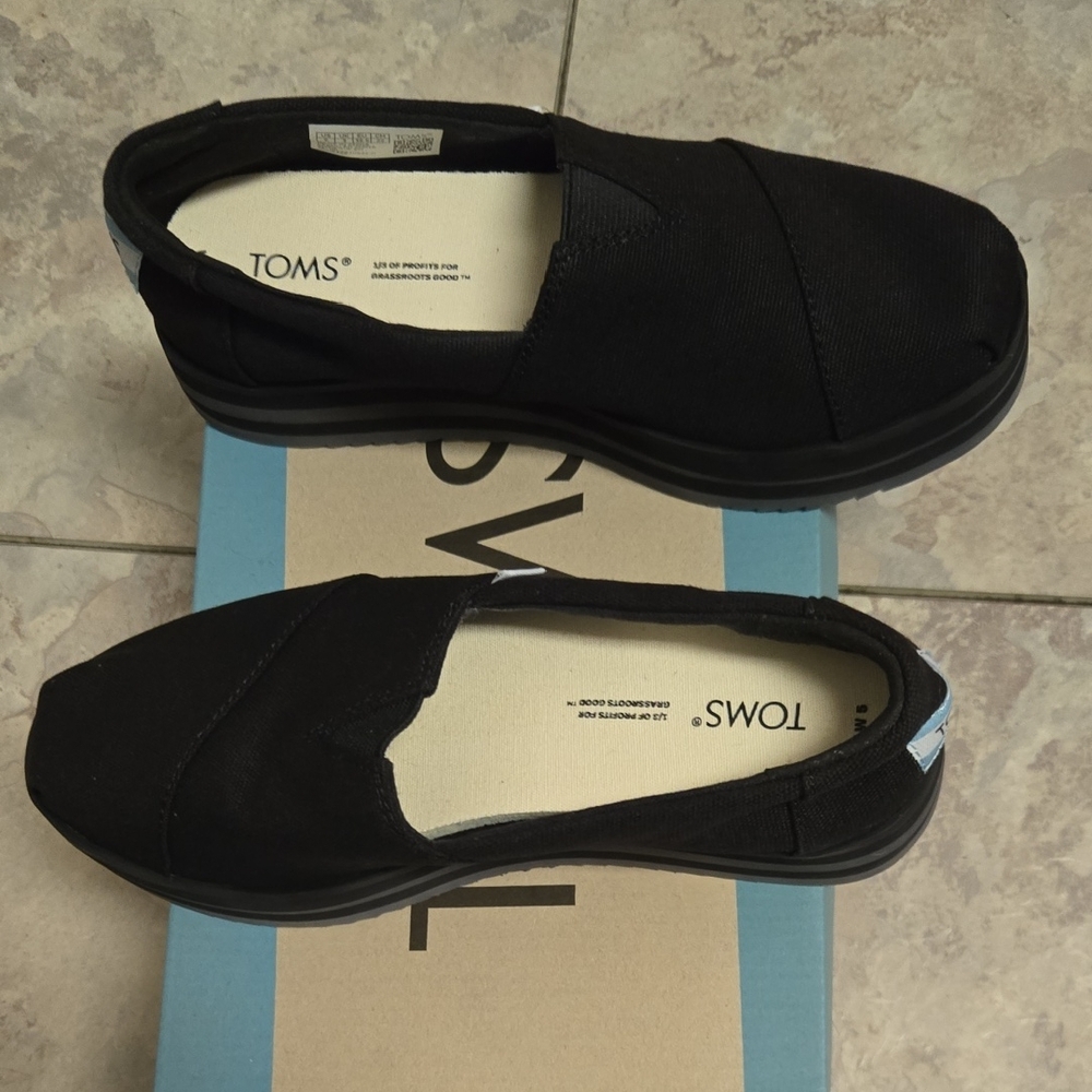TOMS Classic Black Canvas Slip-Ons